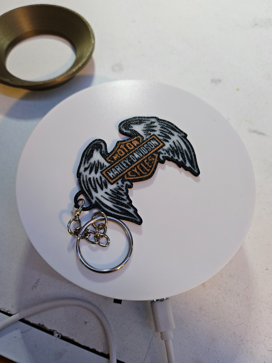 harley-davidson keychain logo by tommy gun art signs & logos harley log 3D print model - Mito3D