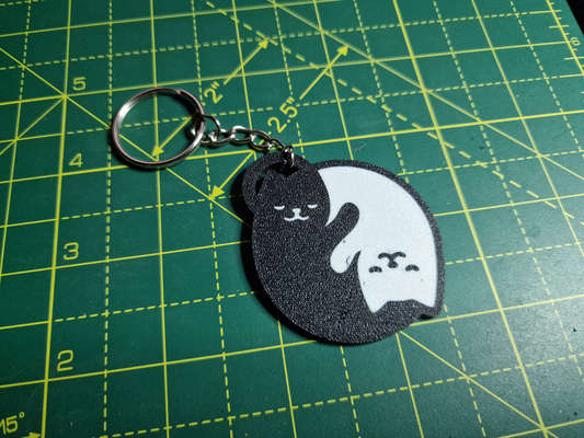cat yin yang keyring by 3domsculpts art 2d kitten kitty bag tag keychain cute ams 3d print model - Mito3D