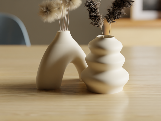 continuer élégance duo vase ensemble by artisanat collection ménage décor minimal conception art facile support accueil maison meuble forme courbe moderne sculpture 3d print model - Mito3D