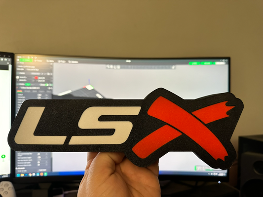 lsx logo boite lumière by eulisesalarcón art panneaux logos ls moteur ls1 ls2 ls3 ls7 chevy chevrolet 3d print model - Mito3D