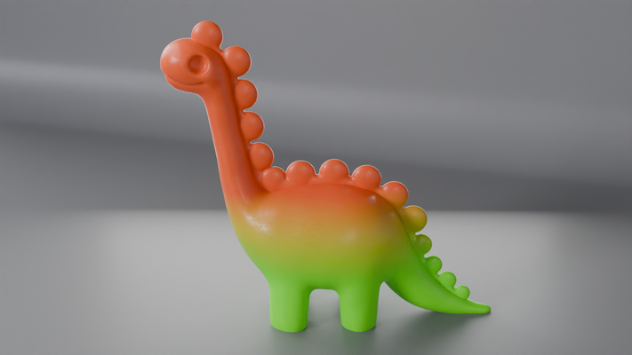 semplice dino by mv design miniature animali dinosauro verde arancia statua ragazzo giocattolo arte facile piccolo per bambini giocattoli animale animalart 3d print model - Mito3D