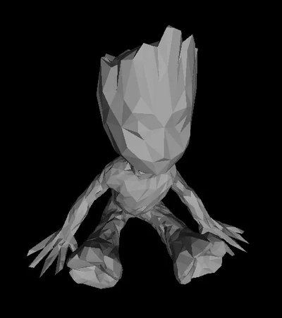 poly baby groot by krookr art sculptures miniature model guardians lowpoly 3d print model - Mito3D
