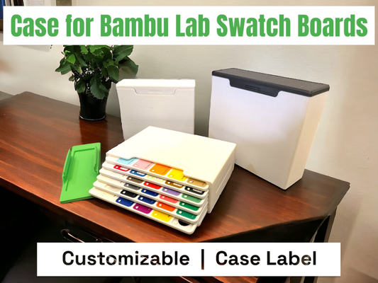 bambu swatch board case holder multiples sizes layouts remixed by davidsgotwood 3d printer accessories book display filament lab swatches plate labels customisable parameterized parametric fusion 360 color sample box 3d print model - Mito3D