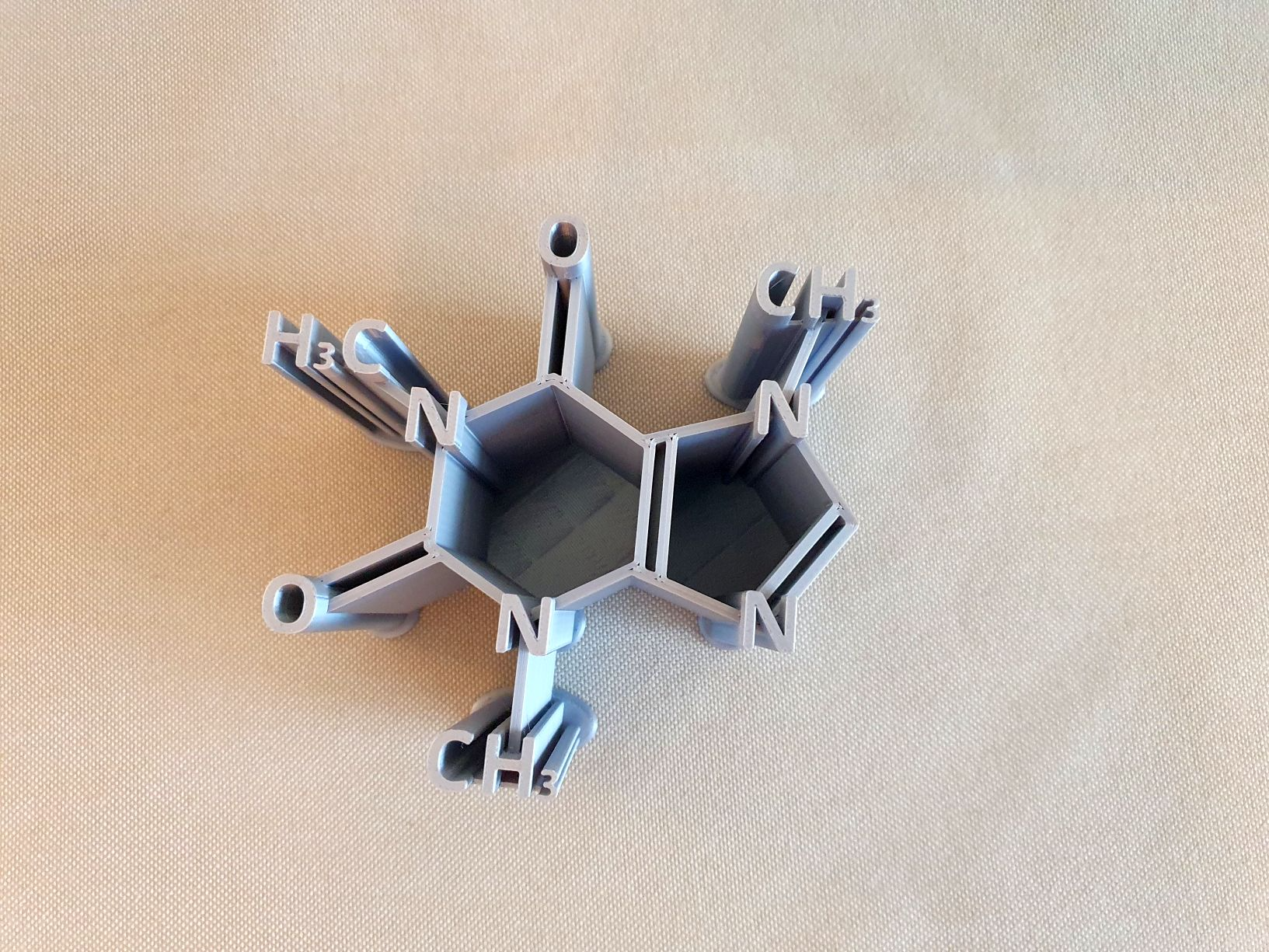 pen holder shaped a caffeine molecule stifthalter in forn eines kofein-molek ls by doclex education chemistry coffee cofein office home coffe pencil 3D print model - Mito3D