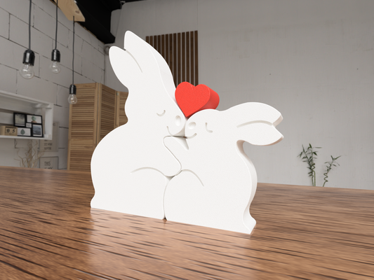 lapin famille décoration 2 composants by valeria momo mattia ménage décor pâques lapins cadeau accueil maison l'amour mari femme couple valentin romantique 3d print model - Mito3D