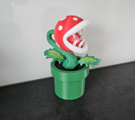 pirana bitki tüp tencere + ams yeniden karıştırılmış by 3dmakeryde sanat heykeller mario süper piranhaplant 3d print model - Mito3D