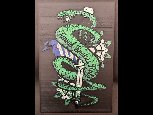 tomber tunnel serpents règle by regis art 2d 3 4 76 terre friche spécial serpent règles jeu jeu vidéo logo pip boy pipboy bethesda rétro veste vaulttec voûte tec signe teinte forge chapeaux forger garçon mur assiette rpg abri 3d print model - Mito3D