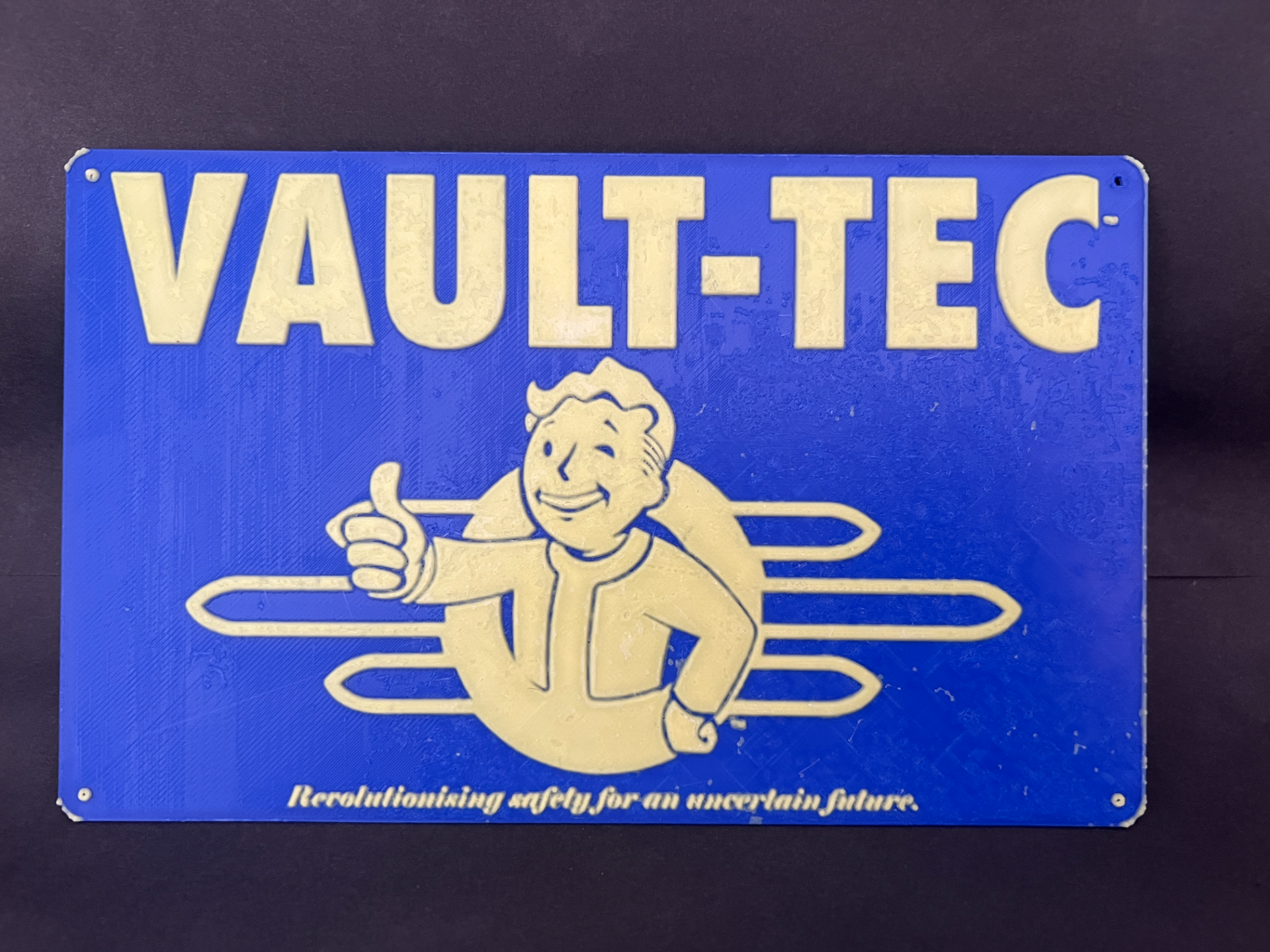 fallout - vault tec by regis art 2d 3 4 fallout76 wasteland game videogame logo pip-boy pipboy bethesda retro vaulttec sign hue hueforge forge boy wall plate rpg shelter thumb 3D print model - Mito3D