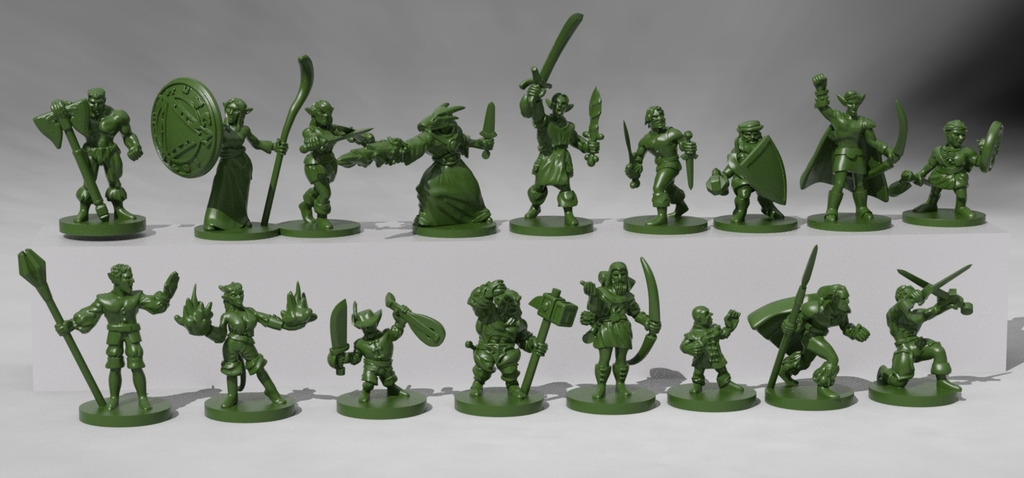 dnd joueur personnage pack1 miniatures remixé by aile sombre créatures dndmini dndminiature mini ttrpg donjon dragons donjons 3D print model - Mito3D