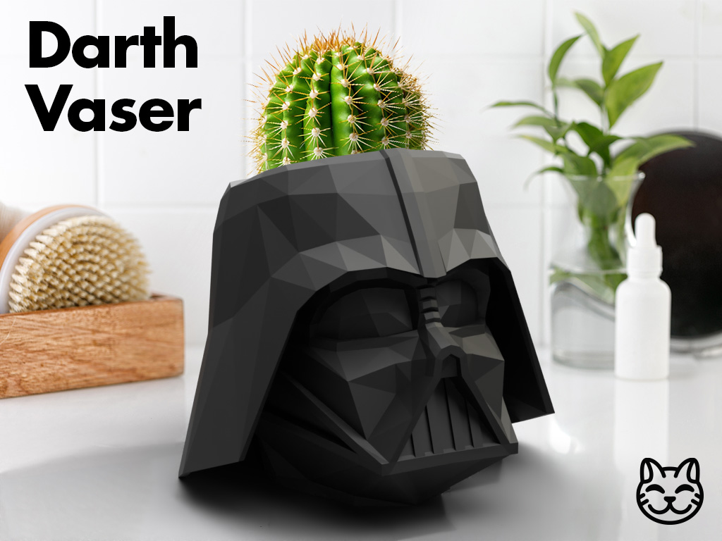 darth jarrones estrella guerras low poly florero by gatto casa decoración vader dardo fener lowpoly planta maceta diseño suculentas cactus oscuro jedi fuerza negro lowpolyvase 3D print model - Mito3D