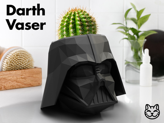 darth vaser - a star wars low-poly vase by gatto household decor vader dart fener lowpoly plant design succulents cacti dark jedi force black lowpolyvase 3d print model - Mito3D