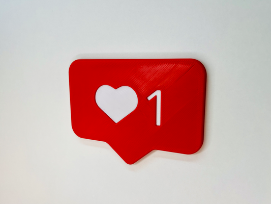 instagram-like love sign by peter h art signs & logos instagram button wall 2d valentin number heart decoration magnet gift fun funny decor loving lover birthday home cute desk accessories desktop decorative heartshape mother mothers day mothersday mum father fathers one deboss debossed emboss wallart 3d print model - Mito3D