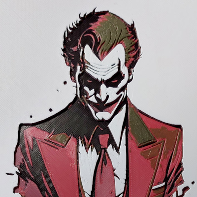 joker by almitoen generative 3d model hueforge & lithophane batman dc comics hue forge comic book 2d art 2024 multi color print printing ams wall clown 3d print model - Mito3D