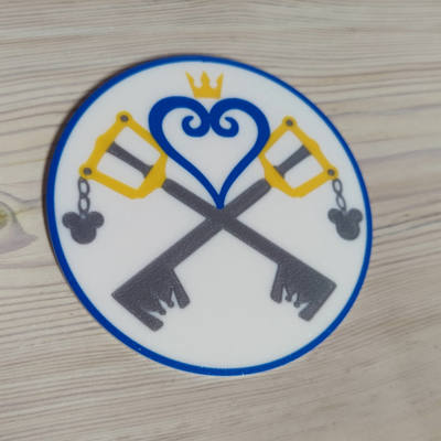 kingdom hearts coaster by philipptaeubert household decor kingdomhearts disney mikey schluesselschwert decoration party 3d print model - Mito3D