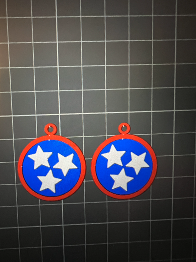 tennessee tristar earrings by shawn standridge art signs & logos tn 3d print model - Mito3D