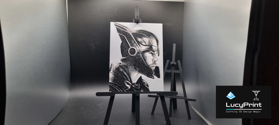 marvel thor - hueforge by lucyprint generative 3d model & lithophane 2d art thorhammer 3d print model - Mito3D