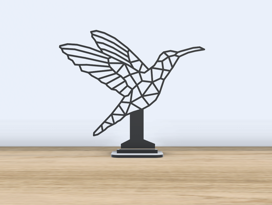 géométrique poly colibri supporter by jf 699 art 2d bourdonnement oiseau décor accessoires bureau accessoire bureau animal volant 3d print model - Mito3D