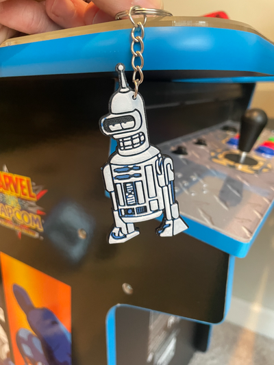 r2d2 bender keychain futurama starwars by 3d prints week fashion models key chain fry robot funny star wars art hueforge hue forge multicolor color swap 3d print model - Mito3D