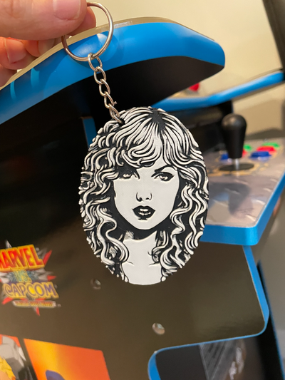 taylor rapide porte clés cadeau idée multicolore by 3d impressions semaine mode modèles clé chaîne collier mignonne pop étoile chanteur fille super bowl ams forge chapeaux teinte forger 3d print model - Mito3D