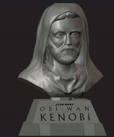 obi wan busto by rott3d arte esculturas guerra galaxias obi wan escultura esculpir diseño película serie héroe jedi artista clon guerras cabeza 3d print model - Mito3D