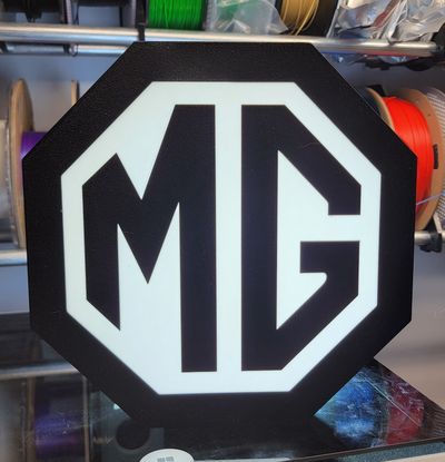 mg logo 1952 1962 boite lumière by joshua makes ménage décor usb led boîte morris garage ancien classique voiture 3d print model - Mito3D