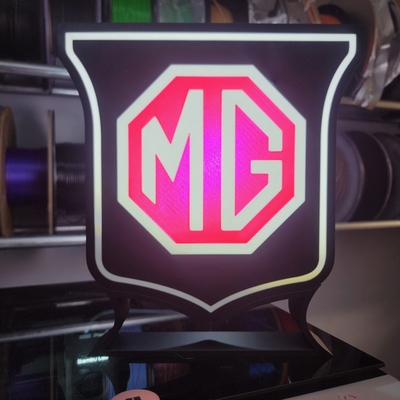 mg logo 1962 1990 boite lumière by joshua makes ménage décor usb led boîte morris garage homme grotte ancien voiture classique voitures 3d print model - Mito3D