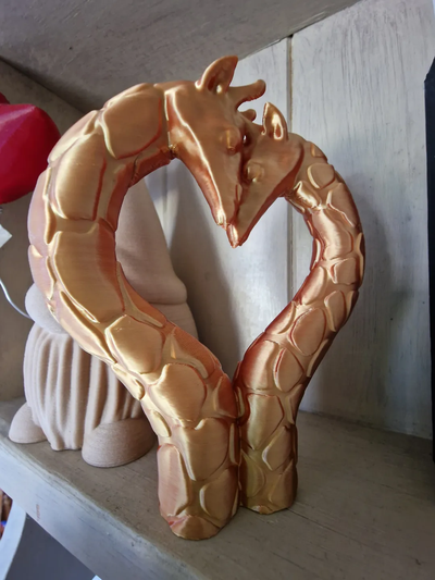 nuzzling giraffes by 3domsculpts art sculptures giraffe cute heart love valentine animal africa 3d print model - Mito3D