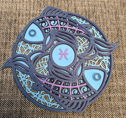 tierkreis fische mandala by josh haushalt dekor sternzeichen deko 3d print model - Mito3D