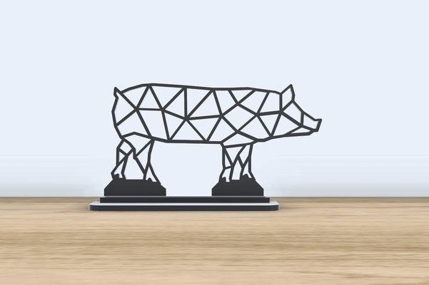 géométrique poly porc supporter by jf 699 art 2d porcin ferme animal décor bureau accessoires accessoire accueil maison bureau permanent 3d print model - Mito3D