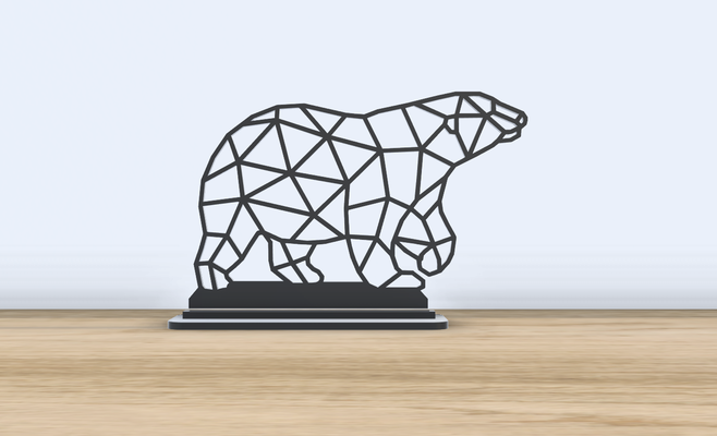 geometrico poli polare orso in piedi by jf 699 arte 2d animale arredamento in casa ufficio accessori accessorio 3d print model - Mito3D