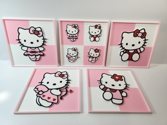 kitty 5 stück mauer versammlung 4 farbe drucken extrudiert vektor kunst by jamboodle modelle einstellen kinder dekor bunt rosa niedlich engel tänzer 3d print model - Mito3D