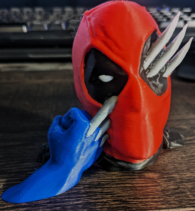 deadpool wolverine bust or headset holder by josh household decor hanger marvel comic claws 3d print model - Mito3D