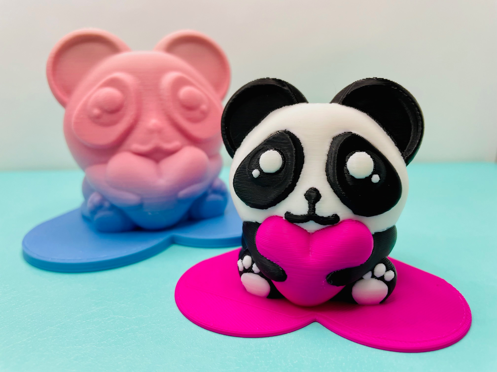 panda corazón apoya by funfam3d casa decoración lindo kawaii enamorado día san valentín san valentin aniversario amor regalo 3D print model - Mito3D