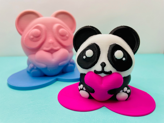 panda corazón apoya by funfam3d casa decoración lindo kawaii enamorado día san valentín san valentin aniversario amor regalo 3d print model - Mito3D