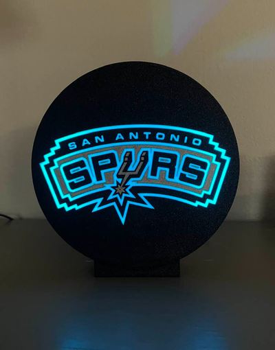 san antonio éperons lumière boîte by mipmay3d art panneaux logos homme grotte texas nba sports panier balle coaster ventilateur décor air 3d print model - Mito3D