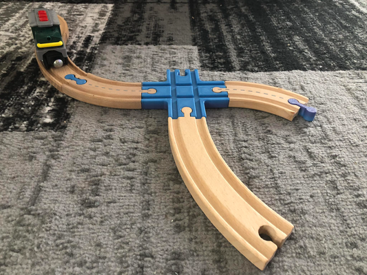 train crossing wooden trains rails by cony40sw toys & games ikea playtive lidl kids lilac 3d print model - Mito3D