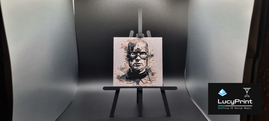 marvel captain america - hueforge by lucyprint generative 3d model & lithophane marvel2d marvelart cicil war 3d print model - Mito3D