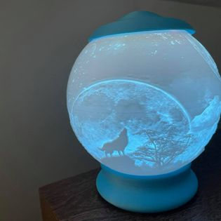 wolf lithophane by f16nne household decor light night 3D print model - Mito3D