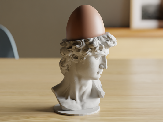 david egg cup a fusion of classic art breakfast rituals by collecticraft tools head sculpture michelangelo italian tool kitchen holder pouch yolk design minimal aesthetic modern 3d print model - Mito3D