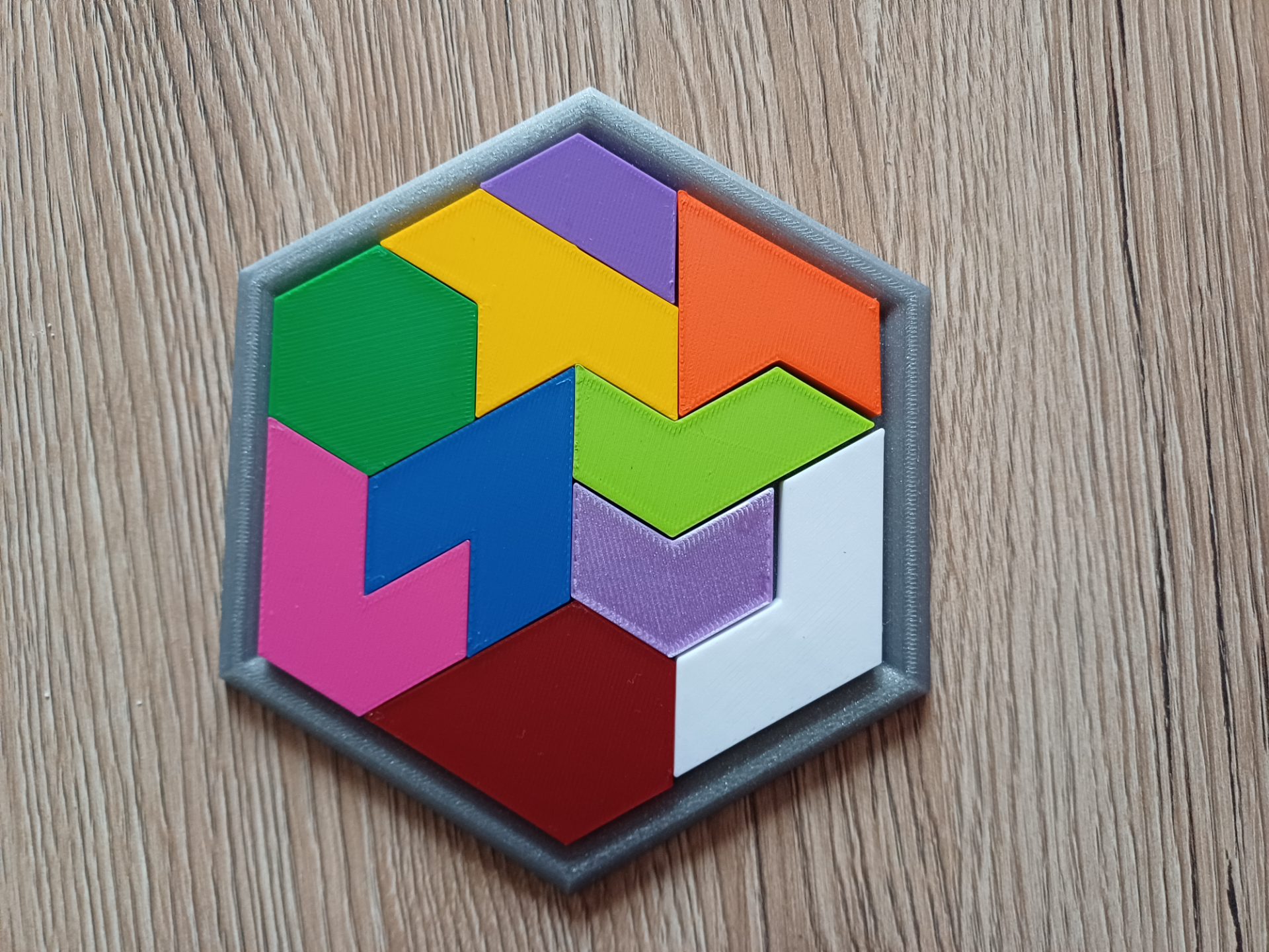 sechseckig tangram puzzle kinder by chiron 21 spielzeuge spiele rätsel spielzeug farbe gehirn geschenk tafel brettspiel 3D print model - Mito3D