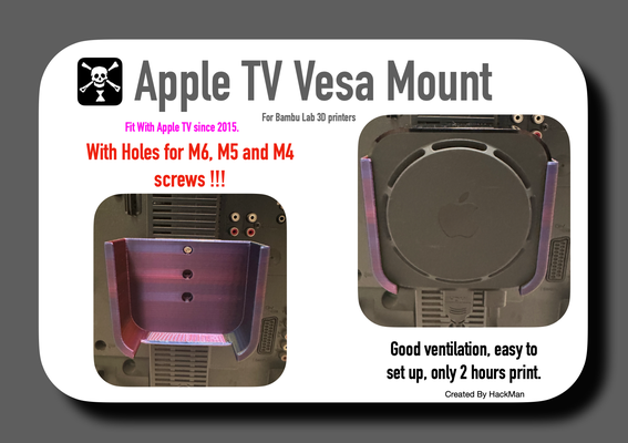 apple tv vesa mount 2015 model by hackman tools 4k remote 2 air airpods max airtag 3d print model - Mito3D