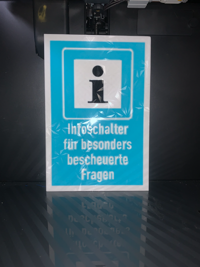 lustiges schild infoschalter by gare sb kunst zeichen logos froh info auskunft 3d print model - Mito3D