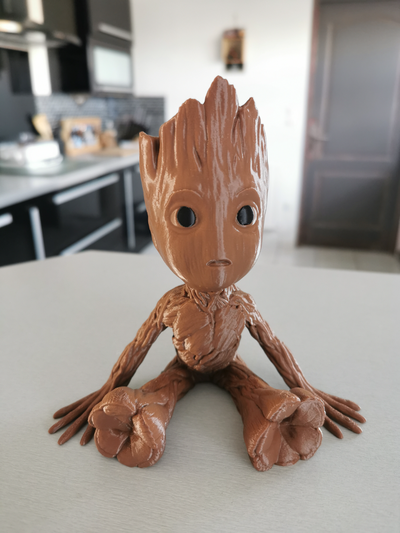 baby groot a flowerpot hole in head remixed by oldspice3d household decor marvel guardians of galaxy plant pot 3d print model - Mito3D