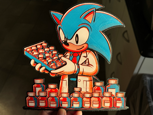 sonic erizo píldora organizador pared arte by jackharvest 2d sega dr mural forja sombreros farmacia rx 3d print model - Mito3D