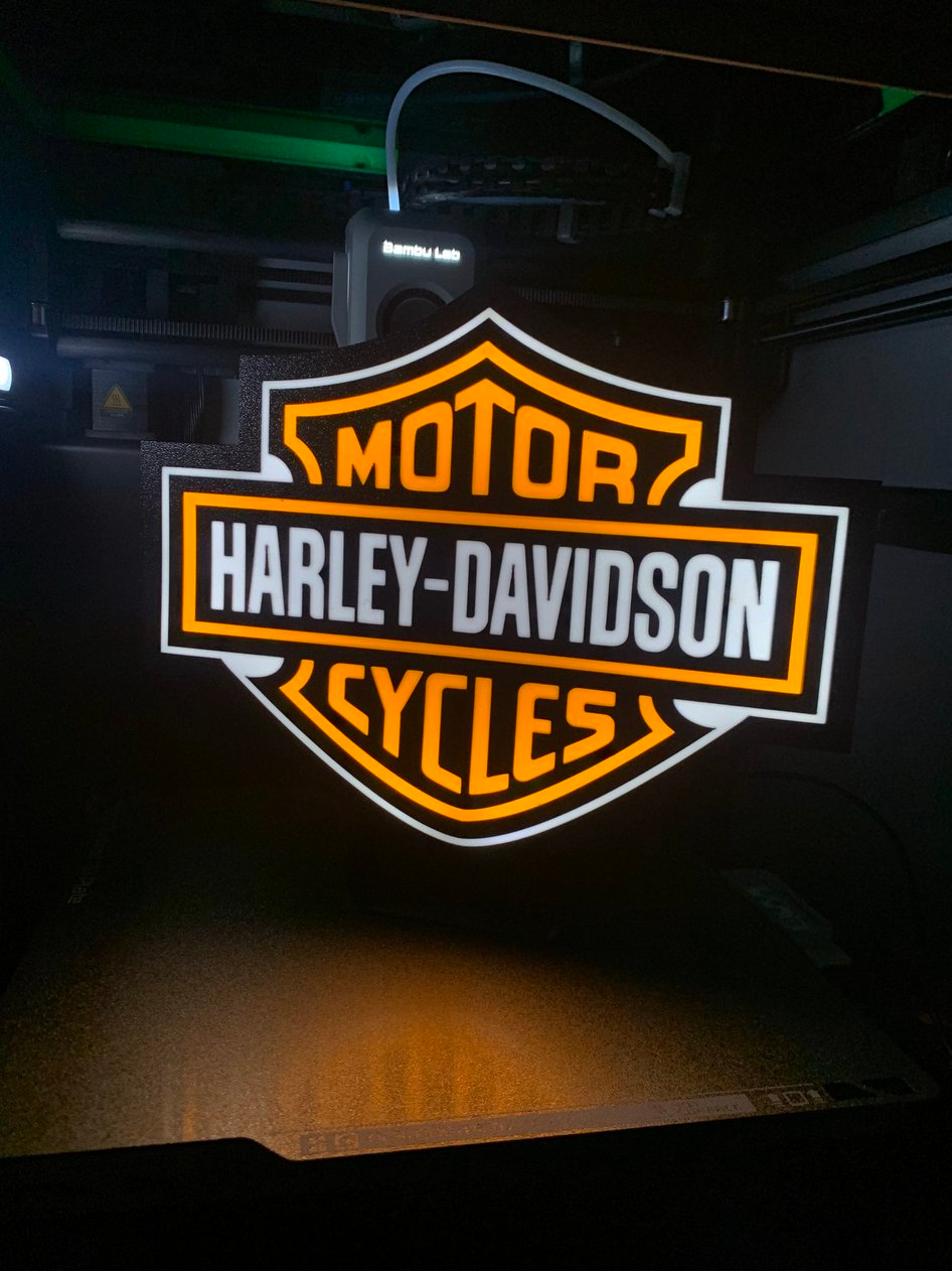 harley davidson led lamp by mams 3d art signs & logos bike motor 3D print model - Mito3D