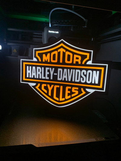 harley davidson led lampe by mama 3d kunst zeichen logos fahrrad motor 3d print model - Mito3D