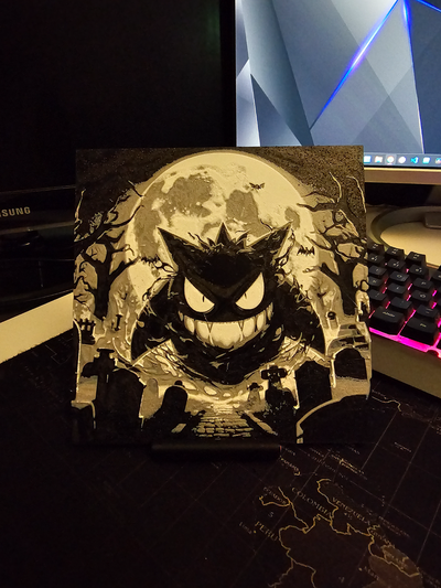 gengar forge chapeaux by think3d génératif 3d modèle lithophane anime bandes dessinées pokémon tv film séries teinte 2d art 2dart 3d print model - Mito3D