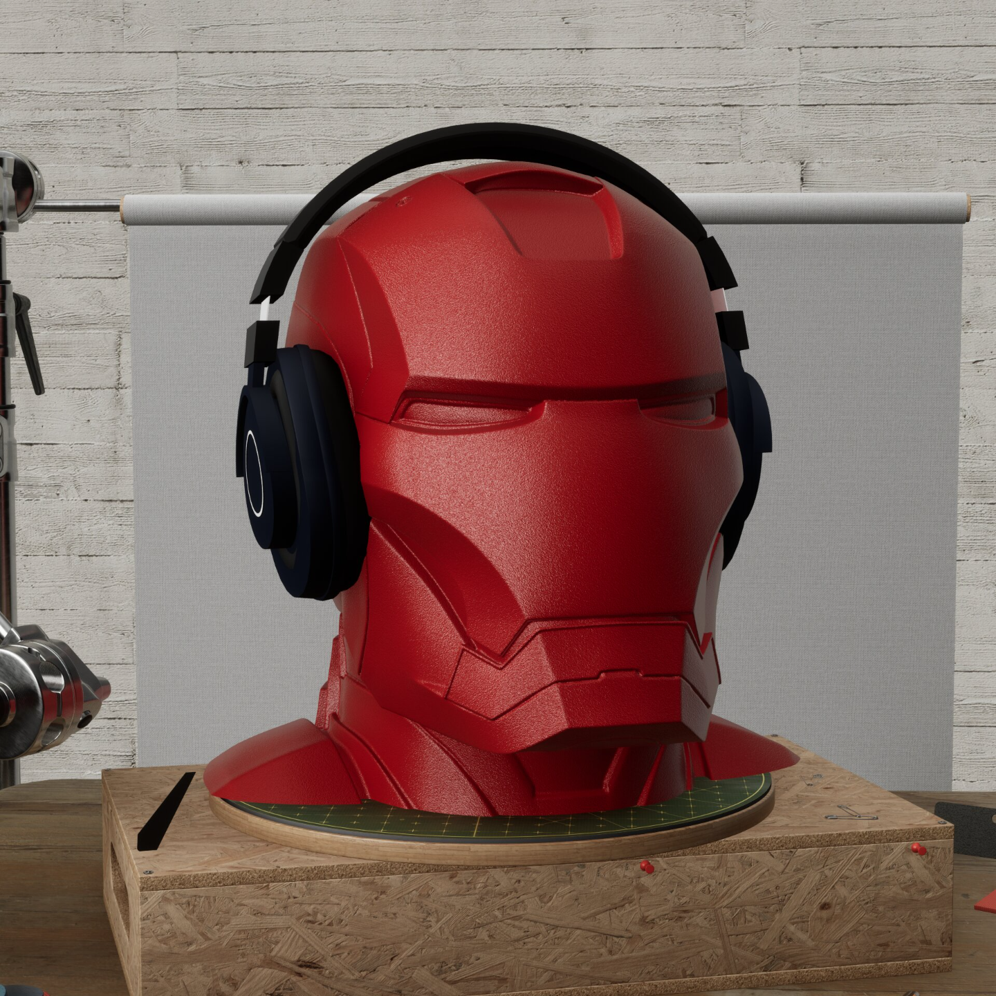 ironman headset stand halter unterstützung by mateibocancios haushalt büro kopfhörer wunder gaming p1s x1c bambulab superheld held gadget zubehörteil spaß kunst deko mancave zubehör eisen pc 3D print model - Mito3D