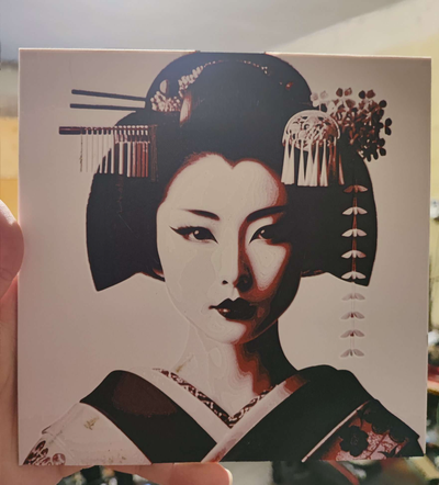 portrait of geisha forge chapeaux 3color by fikuss30 art 2d décoration murale asie tokyo 3d print model - Mito3D