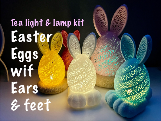 easter bunny egg lamp by nukddd household festivities tea light led kit rabbit voronoi nest fuzzy feet 3d print model - Mito3D